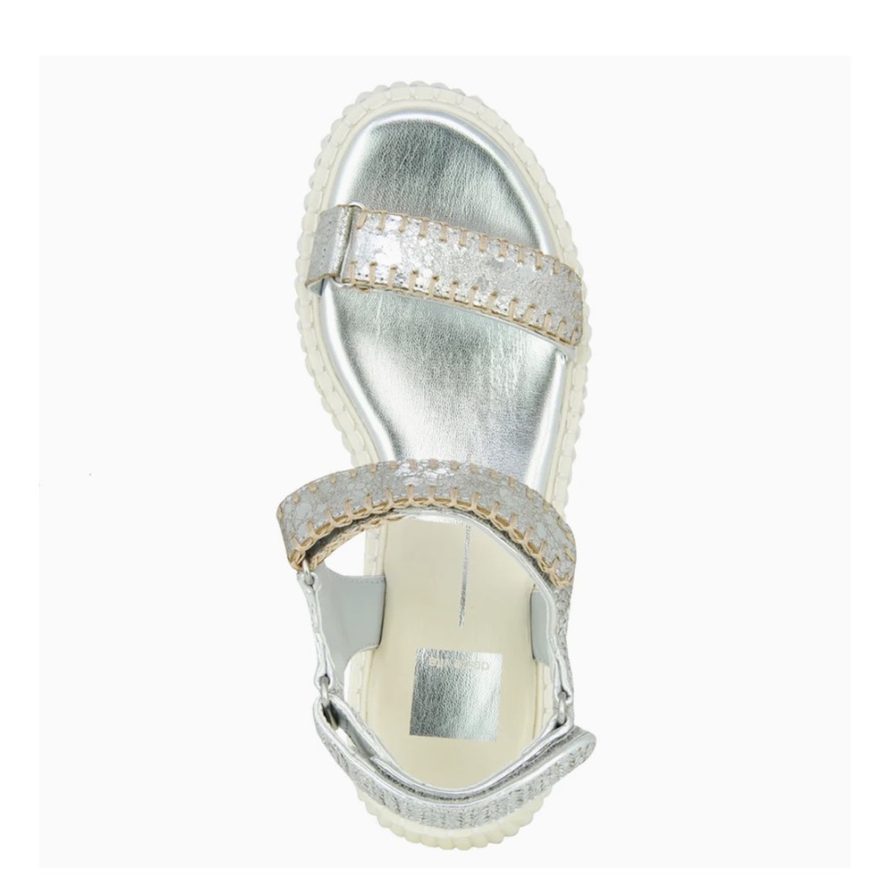 DOLCE VITA DEBRA LEATHER Metallic Silver Platform Sandal SIZE 7